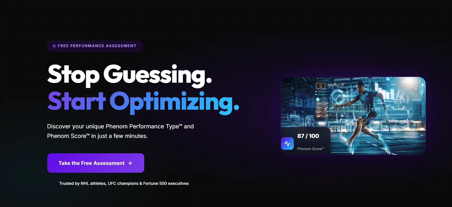 Phenom High Performance Medicine landing page